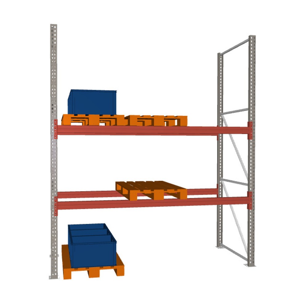 Imagen del producto: Estantería de paletización META MULTIPAL, módulo inicial, carga por estante 4.700 kg, H x An x Fo 3.300 x 2.700 x 1.100 mm
