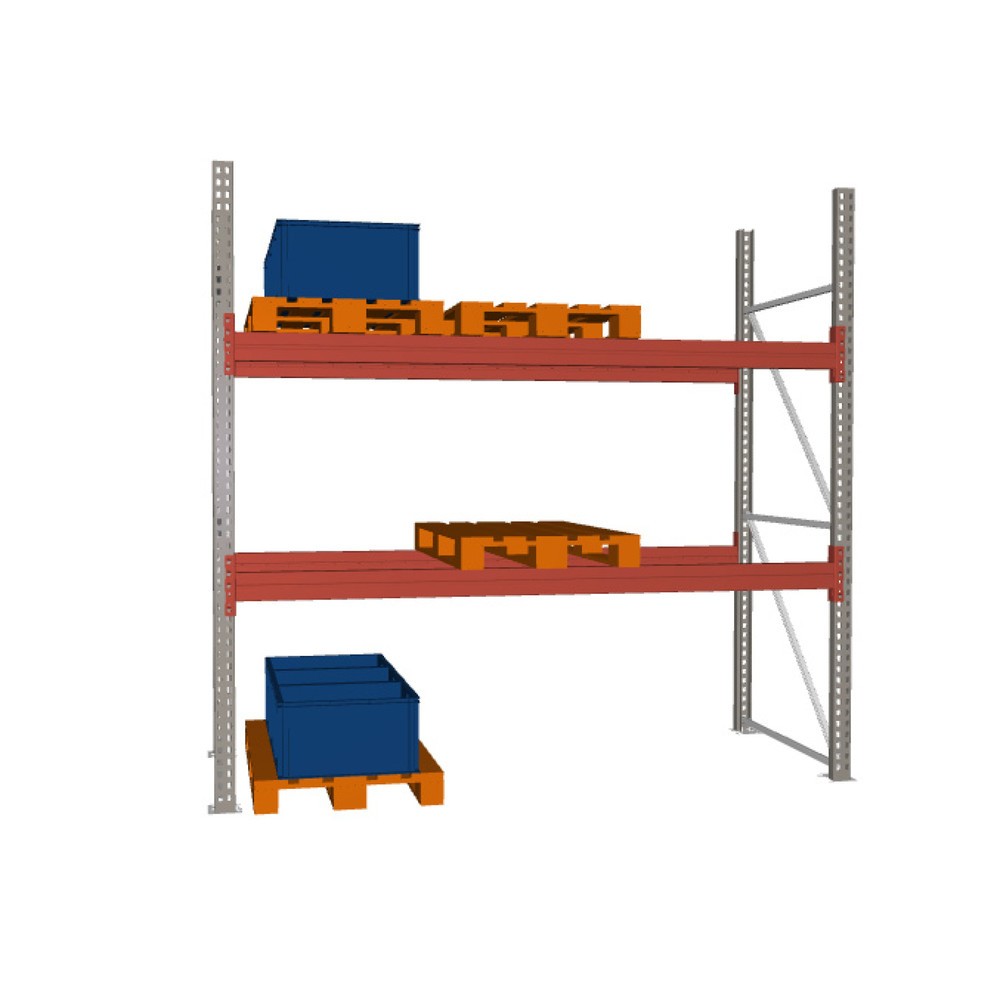 Número de imagen del producto 1: Estantería de paletización META MULTIPAL, módulo inicial, carga por estante 5.940 kg, H x An x Fo 2.700 x 2.700 x 1.100 mm