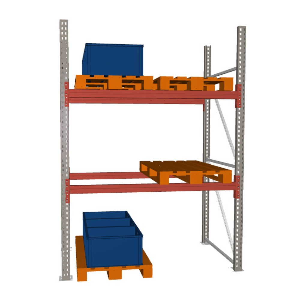 Imagen del producto: Módulo inicial de estantería para palets META MULTIPAL, carga por estante 2.000 kg, HxAxF 2.700 x 1.825 x 1.100 mm