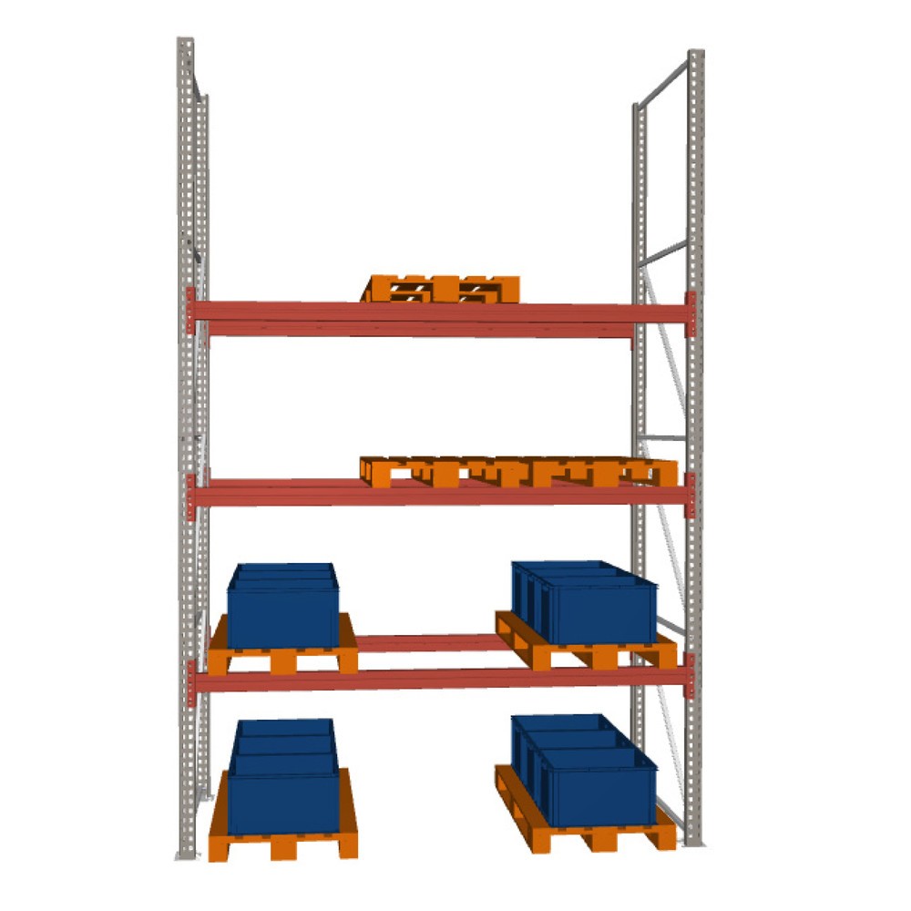 Imagen del producto: Estantería de paletización META MULTIPAL, módulo inicial, carga por estante 4.440 kg, H x An x Fo 4.400 x 2.700 x 1.100 mm