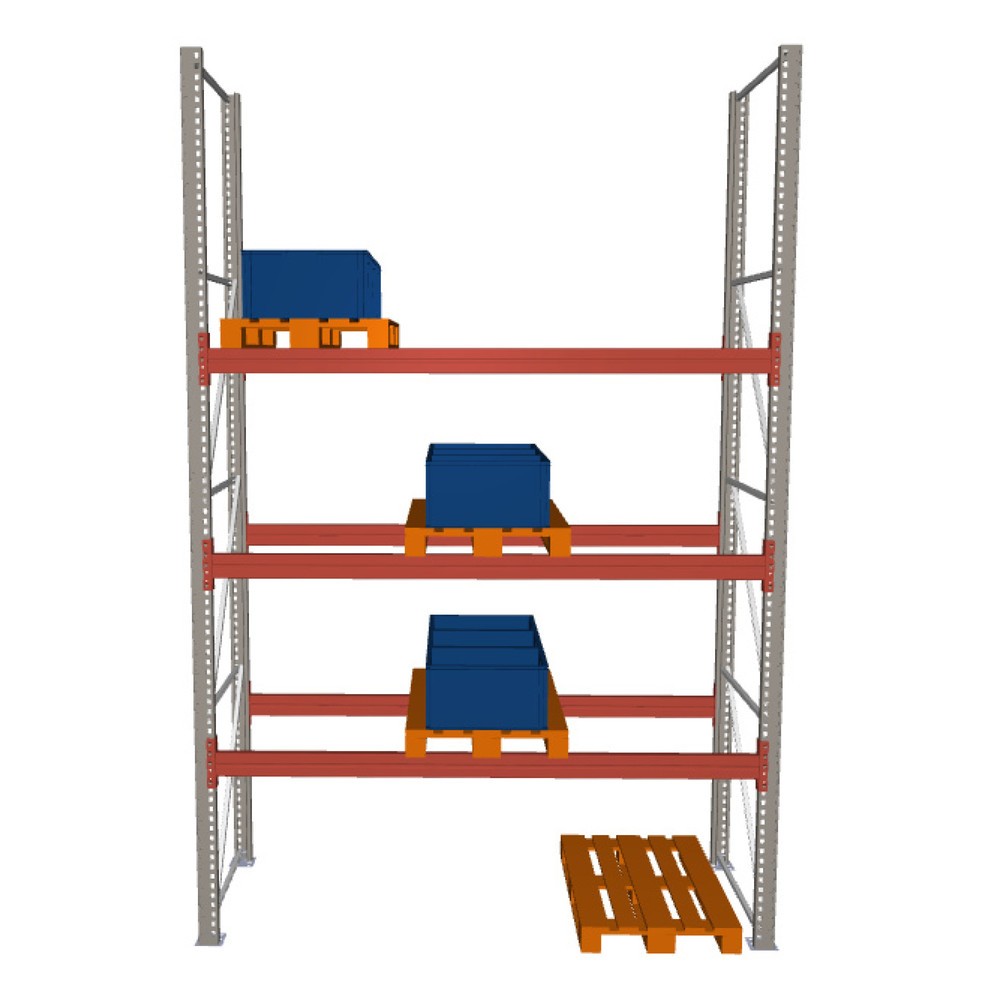 Número de imagen del producto 1: Estantería de paletización META MULTIPAL, módulo inicial, carga por estante 7.140 kg, H x An x Fo 4.400 x 2.700 x 1.100 mm