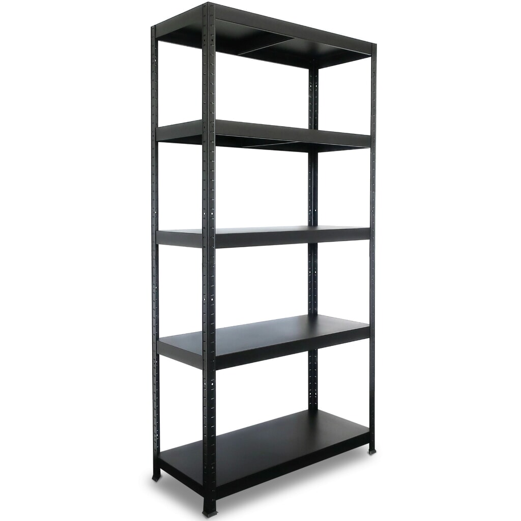 Imagen del producto: Estantería de cargas pequeñas HEMMDAL negra, carga por estante 130 kg, HxAxF 1.800 x 900 x 400 mm
