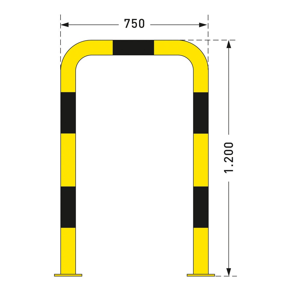 Número de imagen del producto 3: Estribo de protección antichoques, aplicación interior, Ø 76 mm, Al x An 1.200 x 750 mm