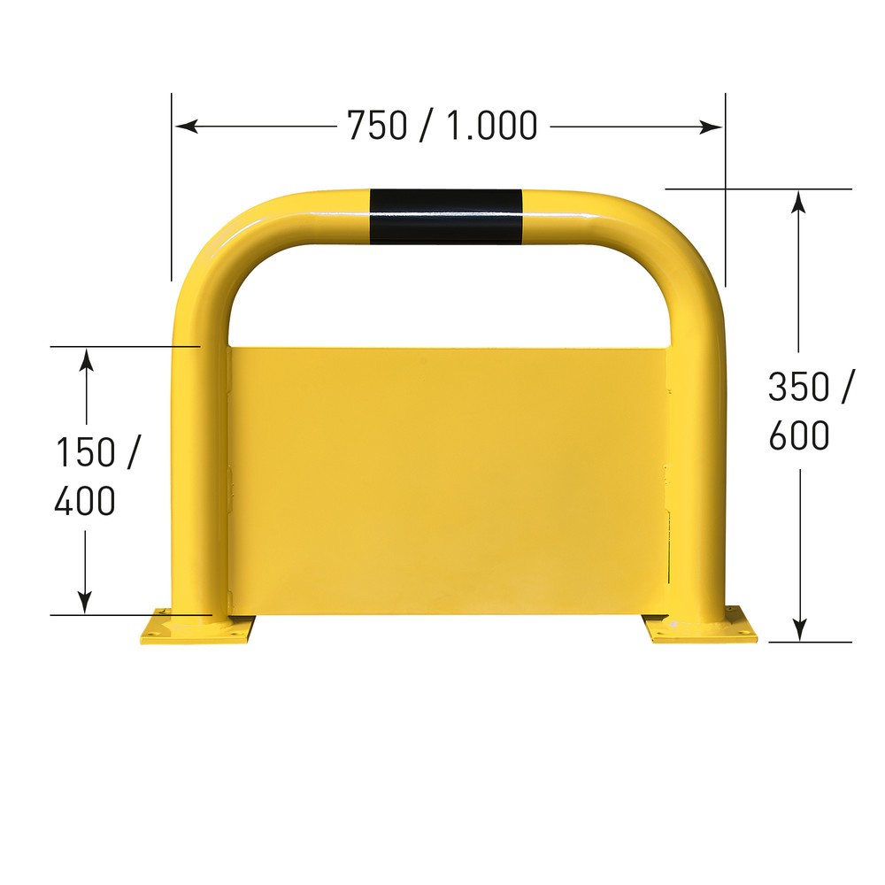 Número de imagen del producto 2: Estribo de protección antichoques con protección frente al acceso inferior Al x An 350 x 750 mm