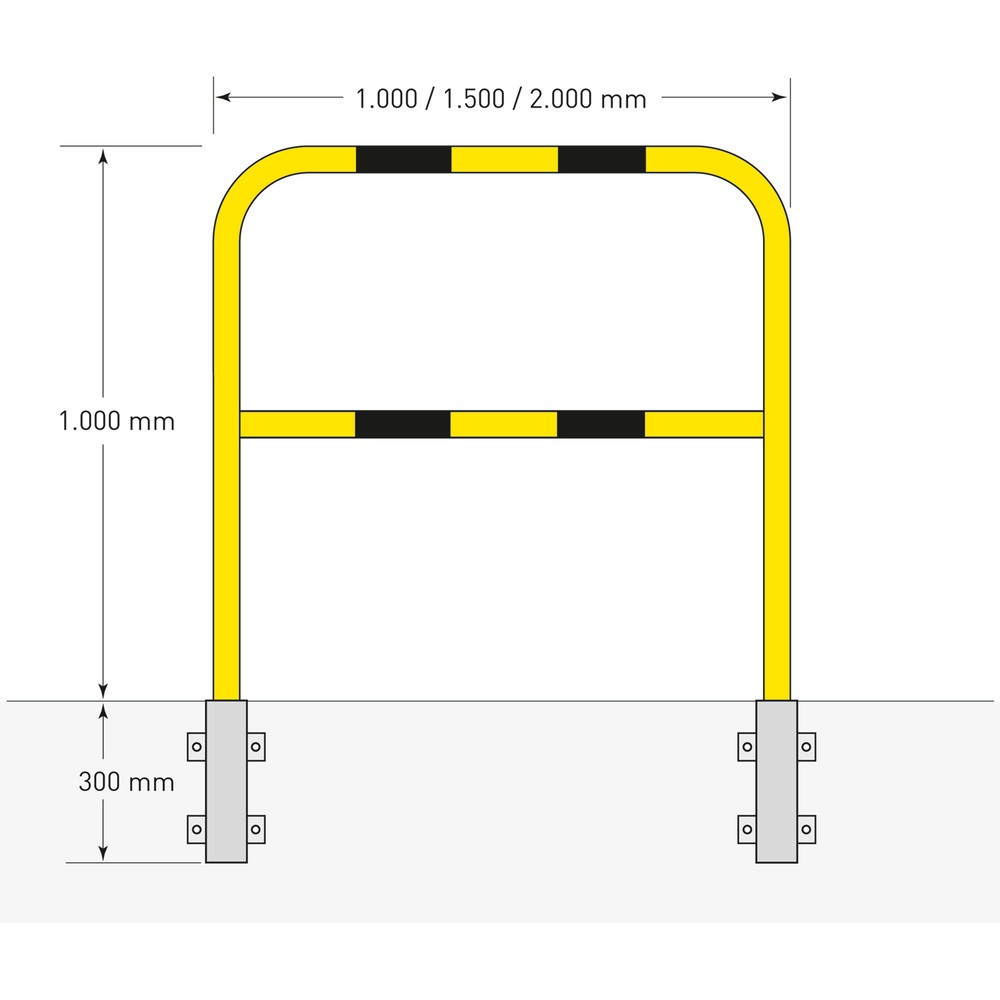 Número de imagen del producto 5: Estribo de protección, aplicación exterior, fijación lateral extraíble, H x A 1.300 x 1.500 mm