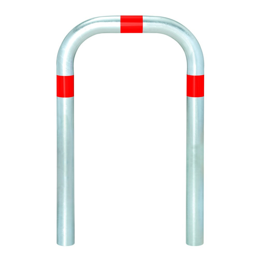 Número de imagen del producto 1: Barra protectora para estaciones de carga, Ø 60 mm, ancho x alto 500 x 500 mm, para engarzar en hormigón, anillos reflectantes rojos