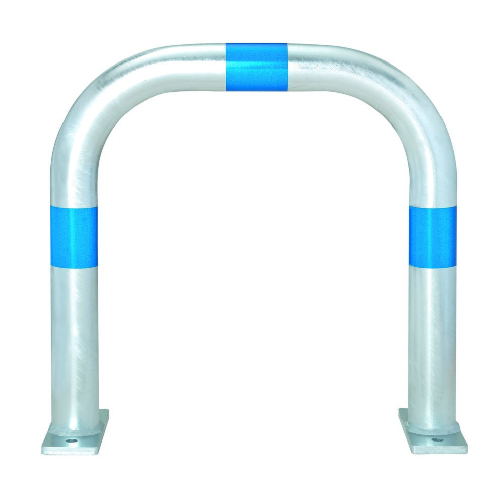 Número de imagen del producto 1: Barra protectora para estaciones de carga, Ø 60 mm, ancho x alto 500 x 500 mm, para tacos, anillos reflectantes azules