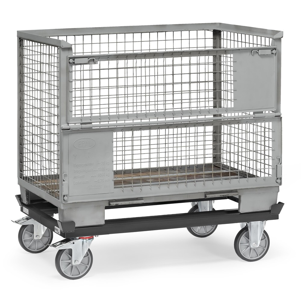 Número de imagen del producto 2: Bastidor fetra® con esquinas de encajado, CC 750 kg para palets 1.200 x 800 mm, bandajes de TPE, gris antracita