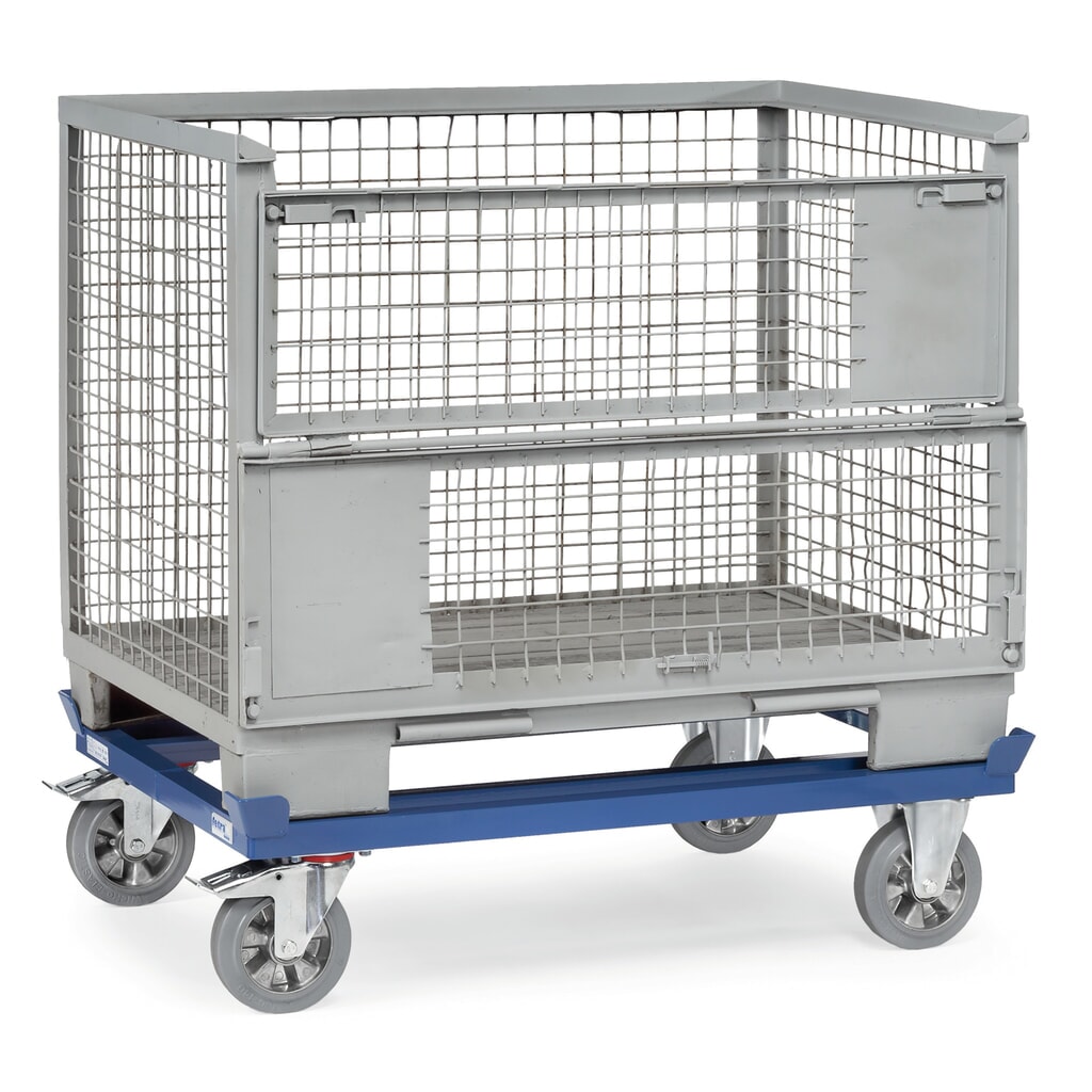 Número de imagen del producto 2: Bastidor fetra® con esquinas de encajado, CC 1.200 kg para palets 1.000 x 800 mm, bandajes de goma maciza elásticos
