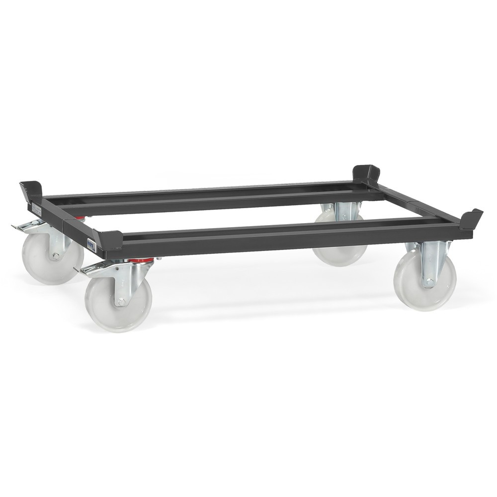 Imagen del producto: Bastidor fetra® con esquinas de encajado, CC 1.000 kg para palets 1.200 x 800 mm, bandajes de poliamida, gris antracita