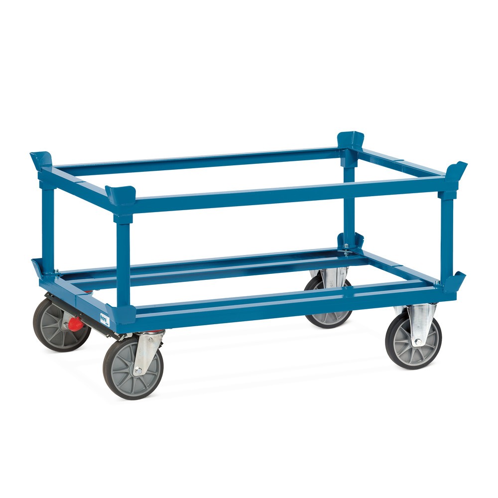 Número de imagen del producto 3: Bastidor fetra® con esquinas de encajado, CC 750 kg para palets 1.200 x 800 mm, bandajes de TPE, con freno central