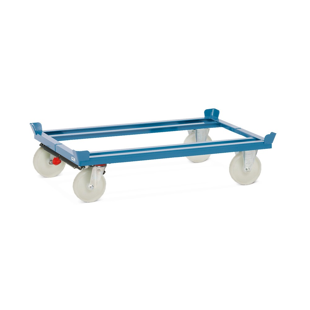 Imagen del producto: Bastidor fetra® con esquinas de encajado, CC 1.000 kg para palets 1.200 x 800 mm, bandajes de poliamida, con freno central