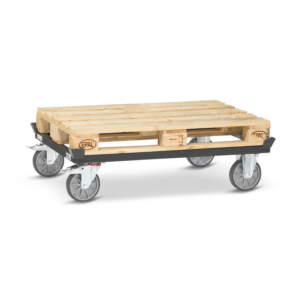Número de imagen del producto 3: Bastidor fetra® con esquinas de encajado, CC 750 kg para palets 1.200 x 800 mm, bandajes de TPE, gris antracita