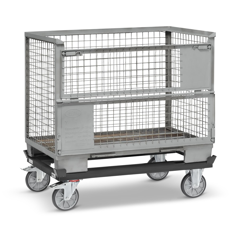 Número de imagen del producto 4: Bastidor fetra® con esquinas de encajado, CC 750 kg para palets 1.200 x 800 mm, bandajes de TPE, gris antracita