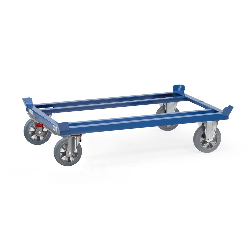 Imagen del producto: Bastidor fetra® con esquinas de encajado, CC 1.200 kg para palets 1.200 x 800 mm, bandajes de goma maciza elásticos, con freno central