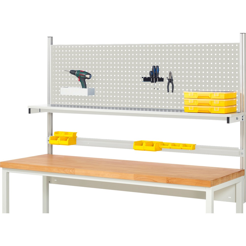 Imagen del producto: Estructura sistema RAU, H x A x F 1.130 x 2.000 x 350 mm, con 1 estante, tabla con revestimiento de melamina y 1 guía de soporte, kit completo 01 para anchura de productos 2.000 mm
