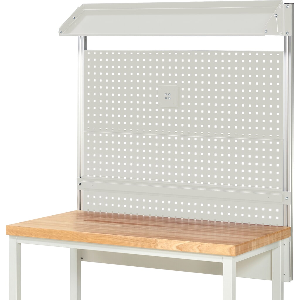 Estructura banco de trabajo RAU, H x A x F 1.130 x 1.250 x 350 mm, con 1 bandeja metálica inclinable, 1 guía de soporte y 1 soporte de pantalla plana, kit completo 02 para anchura de productos de 1.250 mm Número de imagen del producto 2: Estructura banco de trabajo RAU, H x A x F 1.130 x 1.250 x 350 mm, con 1 bandeja metálica inclinable, 1 guía de soporte y 1 soporte de pantalla plana, kit completo 02 para anchura de productos de 1.250 mm
