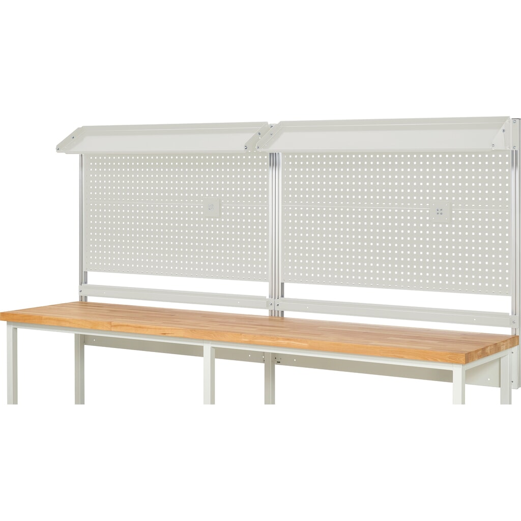 Estructura banco de trabajo RAU, H x A x F 1.130 x 3.000 x 350 mm, con 2 bandejas metálicas inclinables, 2 guías de soporte y 2 soportes de pantalla plana, kit completo 02 para anchura de productos de 3.000 mm Número de imagen del producto 2: Estructura banco de trabajo RAU, H x A x F 1.130 x 3.000 x 350 mm, con 2 bandejas metálicas inclinables, 2 guías de soporte y 2 soportes de pantalla plana, kit completo 02 para anchura de productos de 3.000 mm