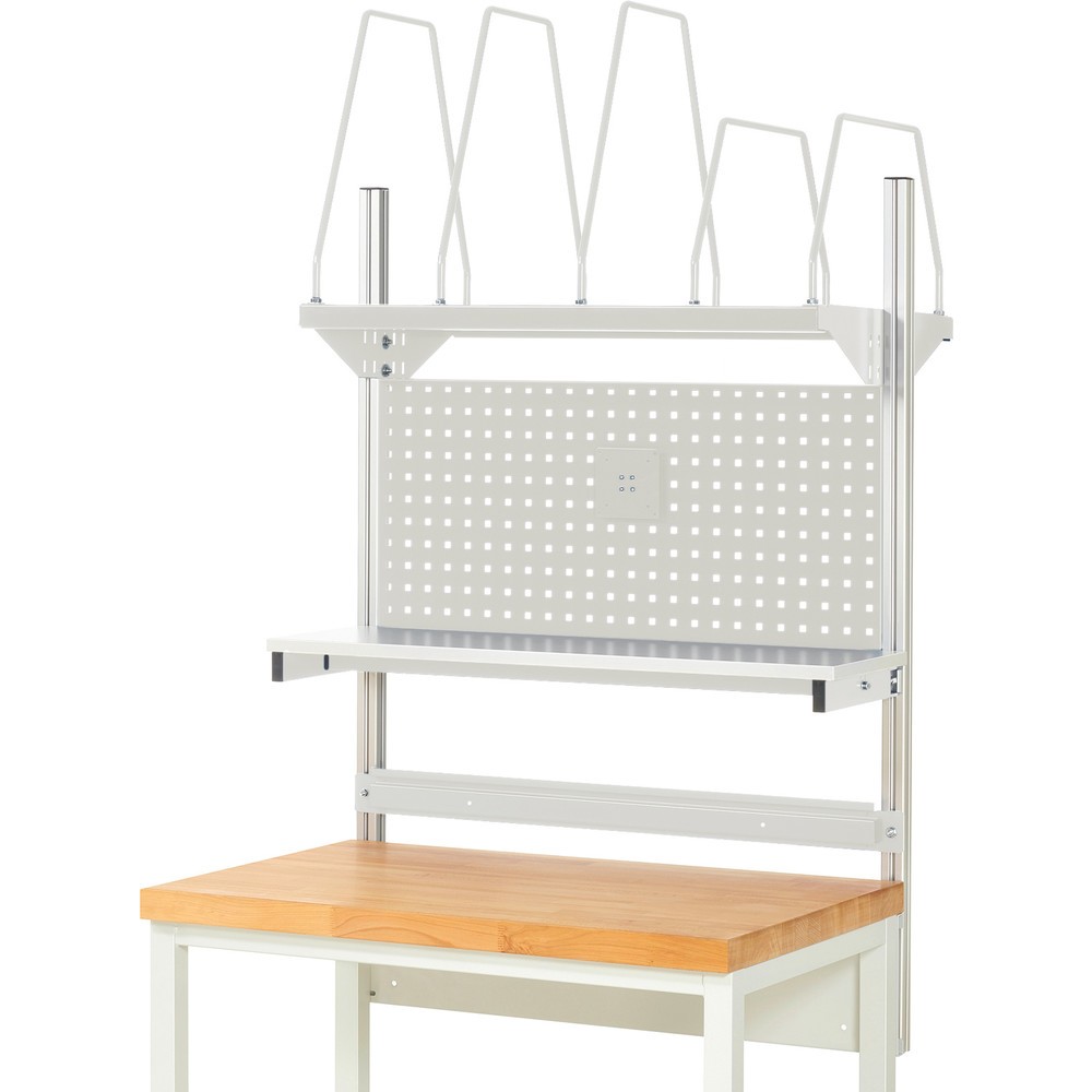 Número de imagen del producto 2: Estructura sistema RAU, H x A x F 1.130 x 1.000 x 350 mm, con 1 estante elevado, 1 guía de soporte y 1 soporte de pantalla plana, kit completo 03 para anchura de productos de 1.000 mm