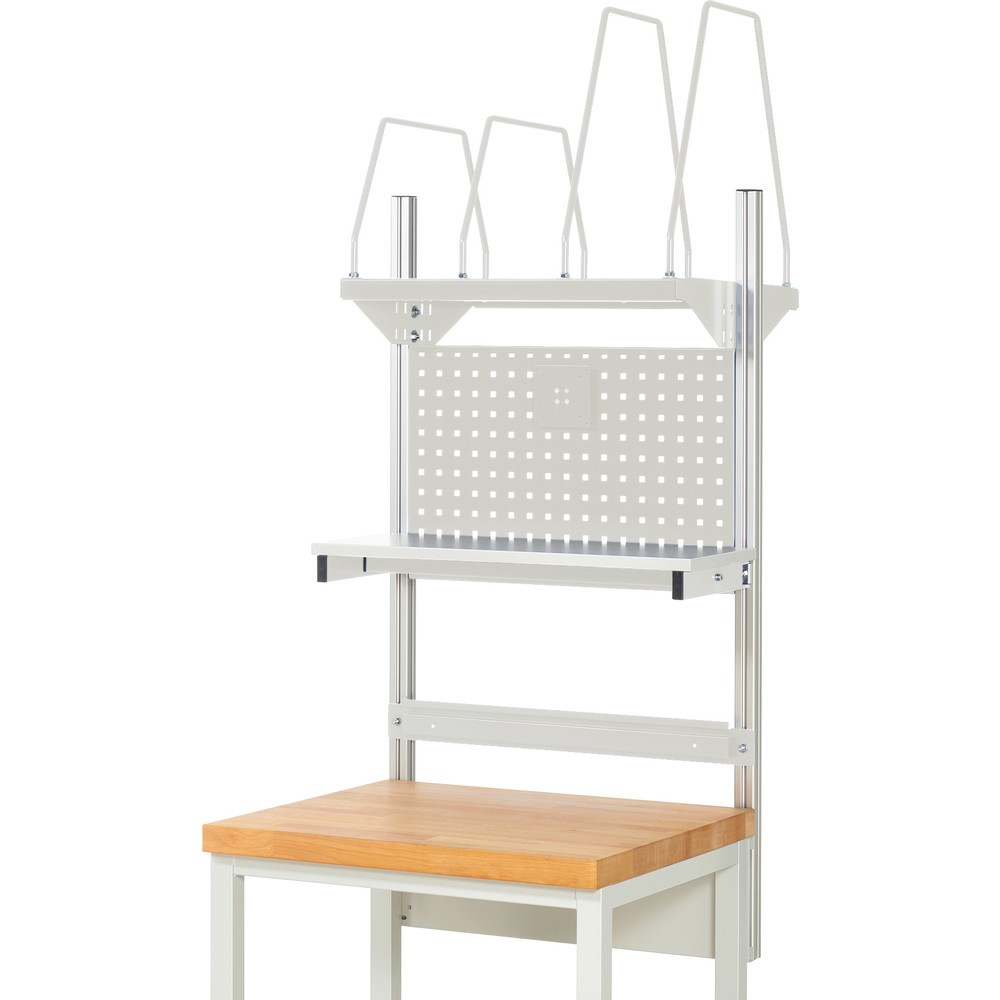 Número de imagen del producto 2: Estructura sistema RAU, H x A x F 1.130 x 750 x 350 mm, con 1 estante elevado, 1 guía de soporte y 1 soporte de pantalla plana, kit completo 03 para anchura de productos de 750 mm