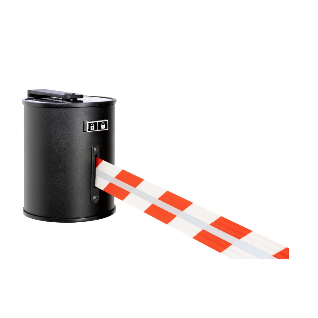 Estuche de cinta GLW 1800 REFLECTO, de RS-GUIDESYSTEMS®, montaje en la pared, longitud 18 m, anchura 50 mm, carcasa negra, cinta roja/blanca Imagen del producto: Estuche de cinta GLW 1800 REFLECTO, de RS-GUIDESYSTEMS®, montaje en la pared, longitud 18 m, anchura 50 mm, carcasa negra, cinta roja/blanca