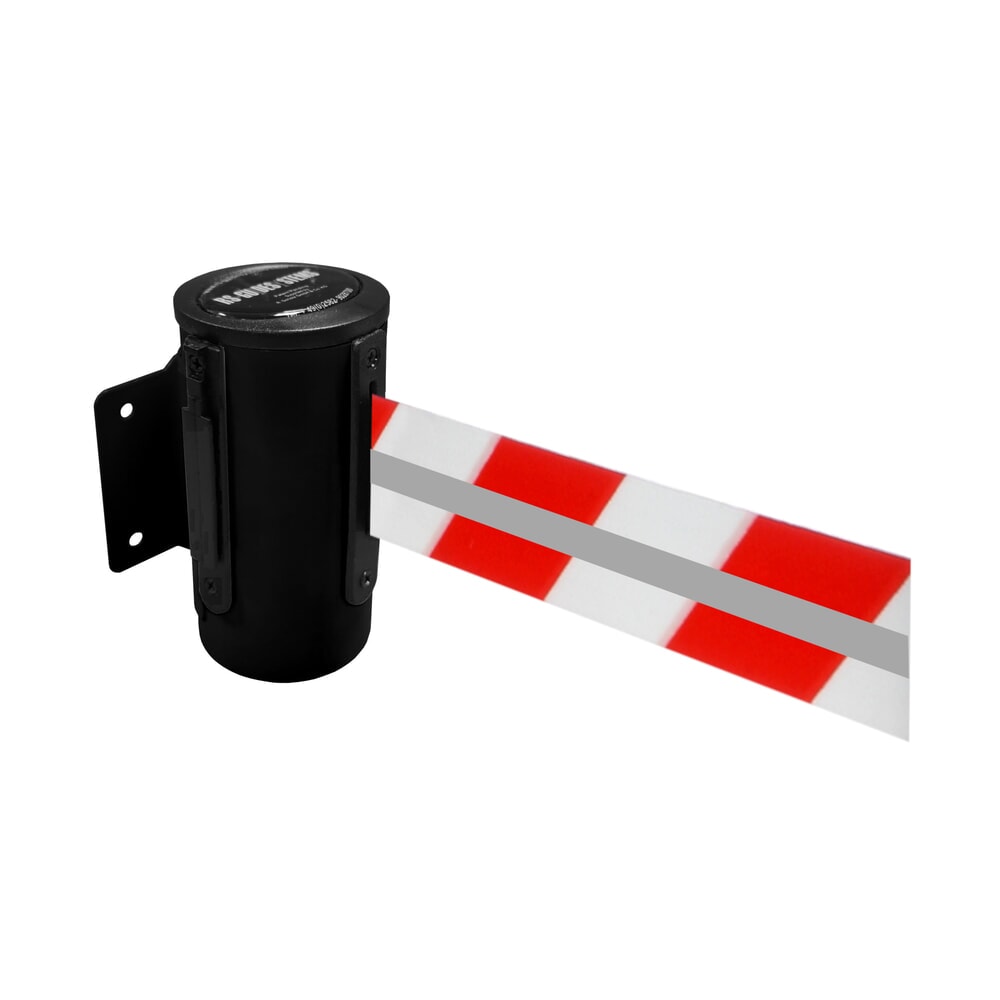 Número de imagen del producto 1: Estuche de cinta GLW 25-J REFLECTO, de RS-GUIDESYSTEMS®, montaje en la pared, longitud 4 m, anchura 50 mm, carcasa negra, cinta roja/blanca