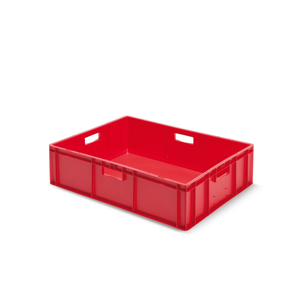 Imagen del producto: Eurocontenedor apilable, paredes + fondo cerrado, 82 litros, rojo, empuñaduras