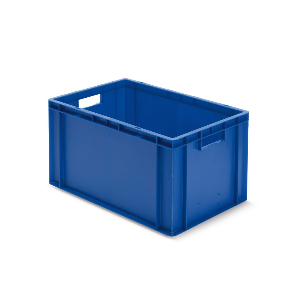 Número de imagen del producto 1: Eurocontenedor apilable, paredes + fondo cerrado, 61 litros, azul, empuñaduras