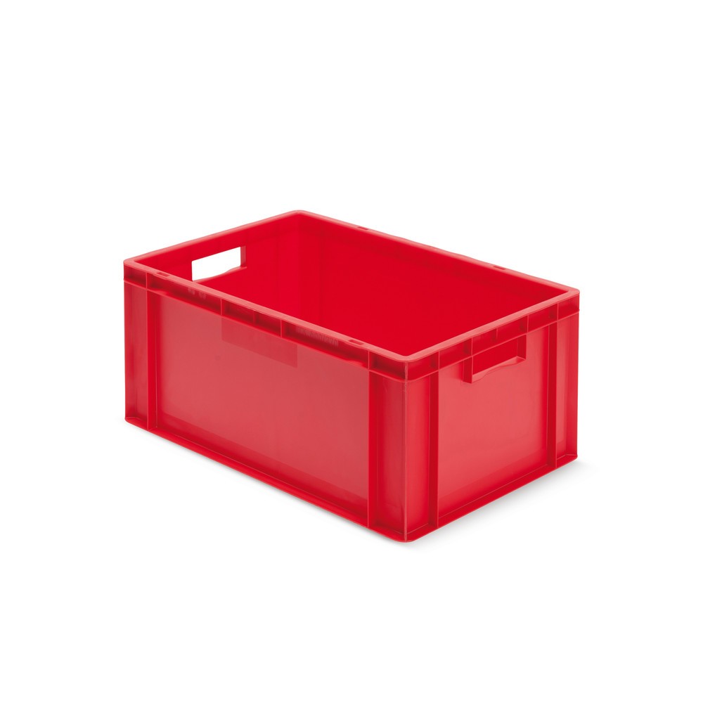 Imagen del producto: Eurocontenedor apilable, paredes + fondo cerrado, 51 litros, rojo, empuñaduras
