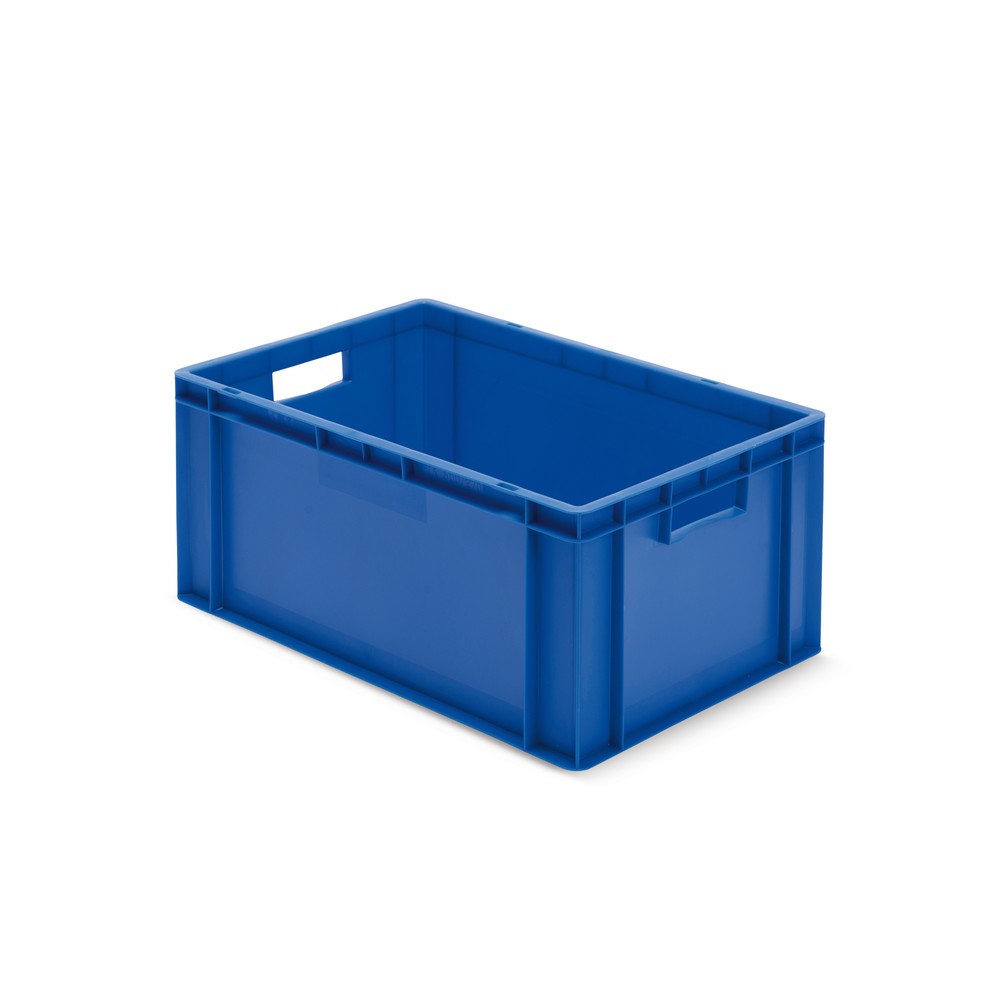 Imagen del producto: Eurocontenedor apilable, paredes + fondo cerrado, 51 litros, azul, empuñaduras