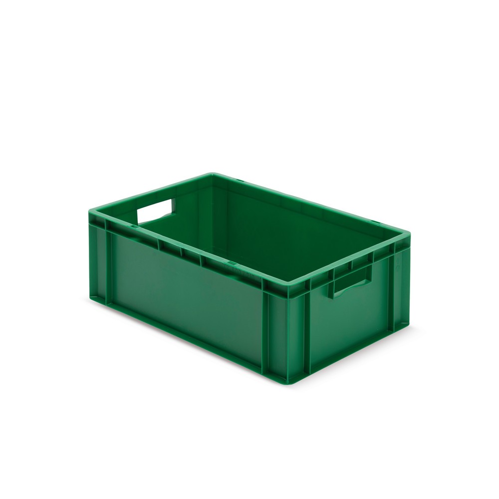 Imagen del producto: Eurocontenedor apilable, paredes + fondo cerrado, 40 litros, verde, empuñaduras