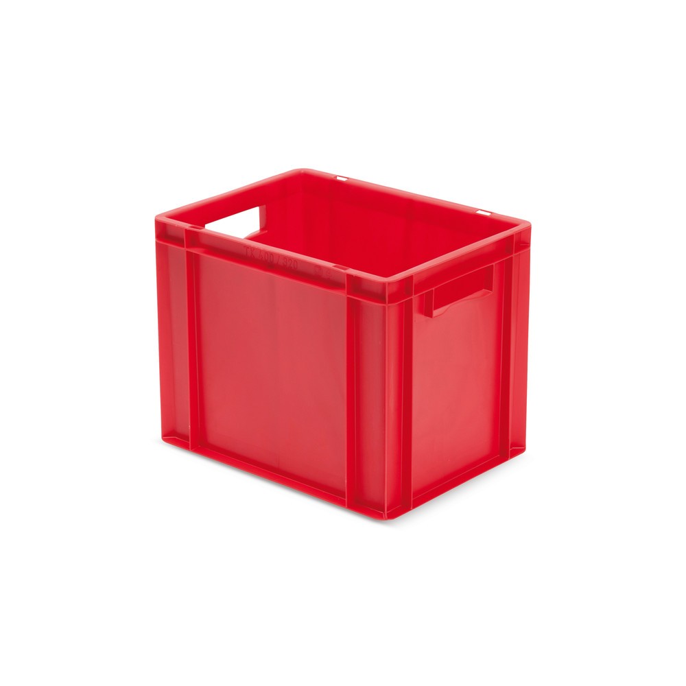 Imagen del producto: Eurocontenedor apilable, paredes + fondo cerrado, 29 litros, rojo, empuñaduras