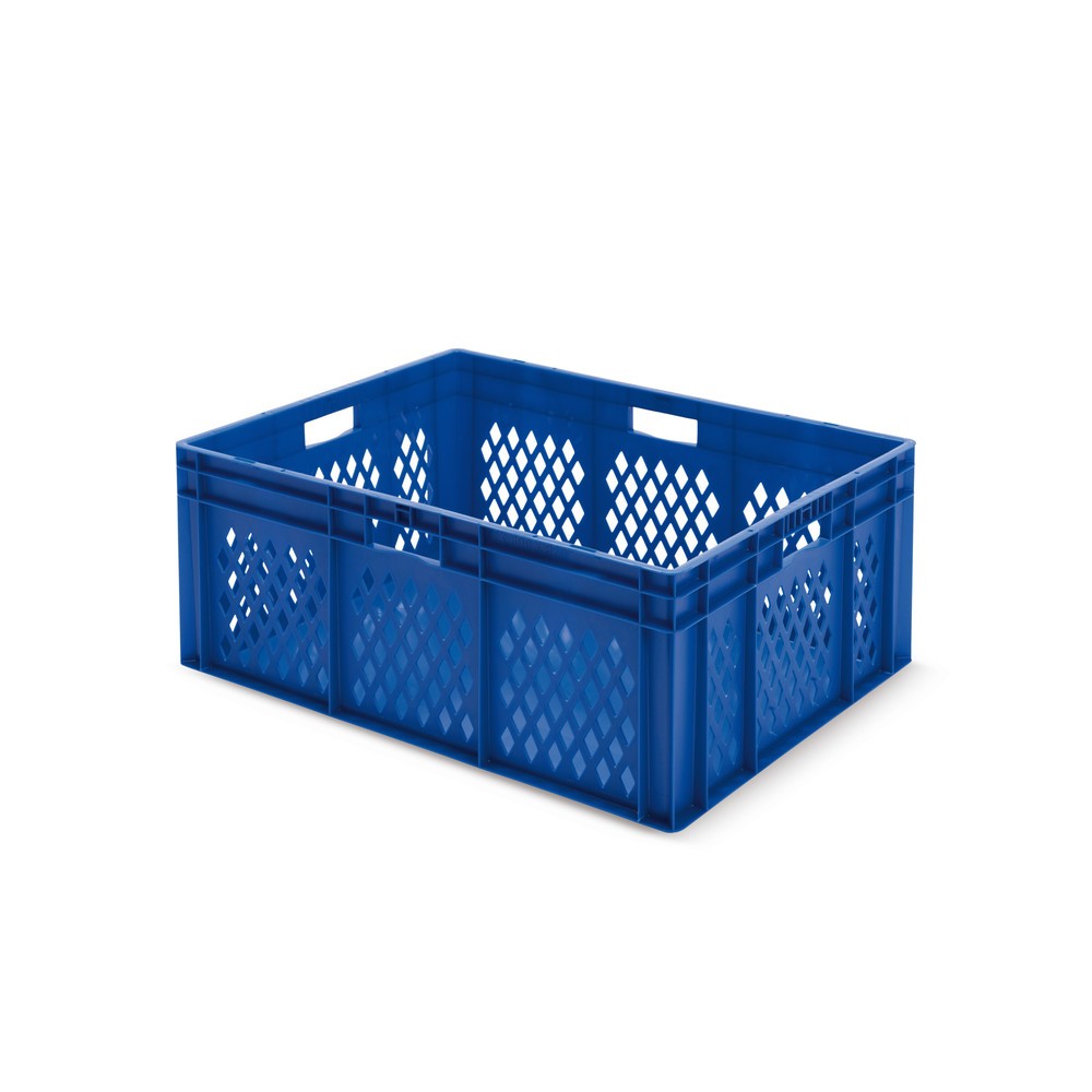 Imagen del producto: Eurocontenedor apilable, paredes perforadas + fondo cerrado, 127 litros, azul, asas