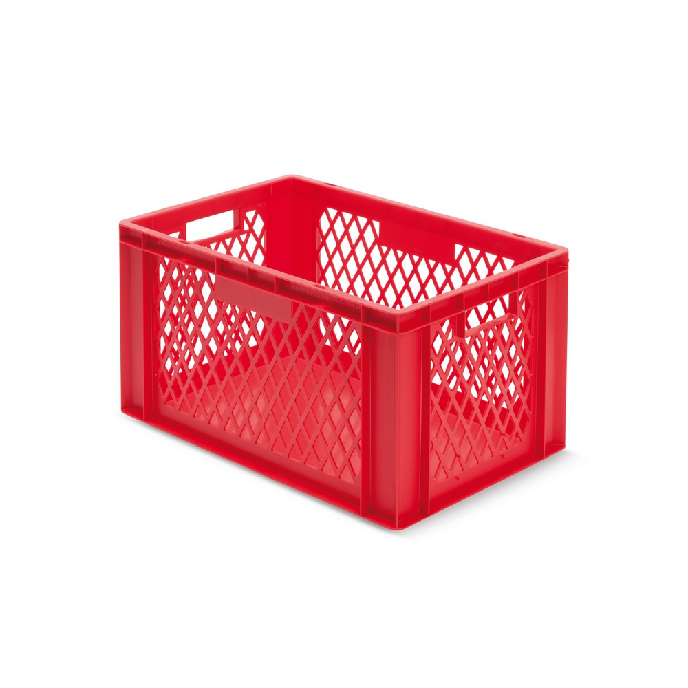 Imagen del producto: Eurocontenedor apilable, paredes perforadas + fondo cerrado, 61 litros, rojo, asas
