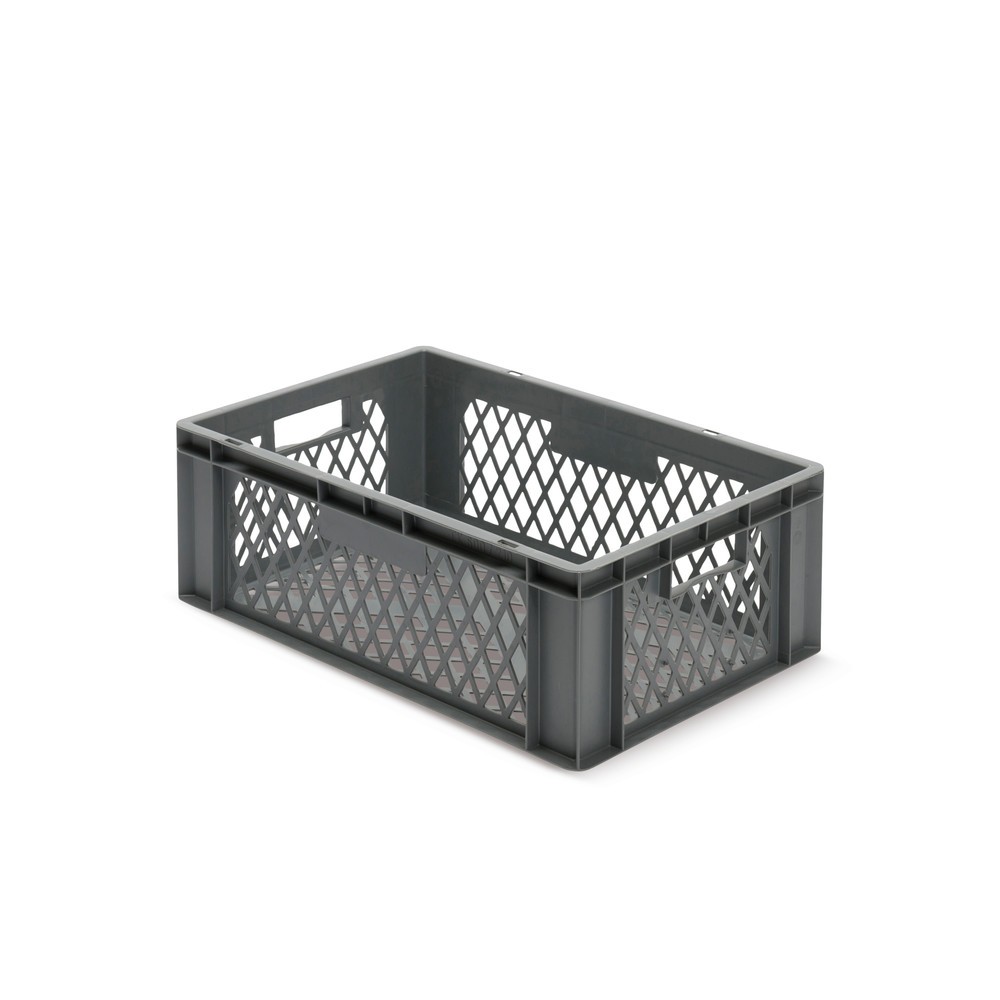 Número de imagen del producto 1: Eurocajas, paredes y base perforados, 40 litros, gris, mangos