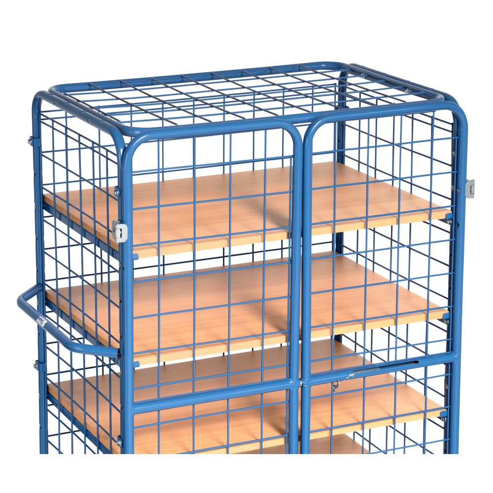 Número de imagen del producto 2: fetra® carro armario, capacidad de carga 600 kg, paredes de malla, con puerta doble de dos hojas, 5 niveles de 1200 x 800 mm