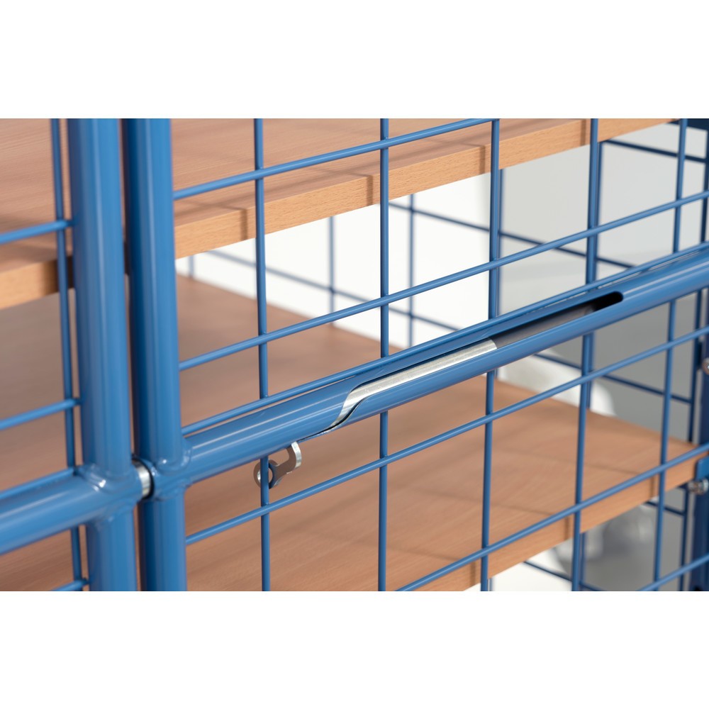 Número de imagen del producto 4: fetra® carro armario, capacidad de carga 600 kg, paredes de malla, con puerta doble de dos hojas, 5 niveles de 1200 x 800 mm