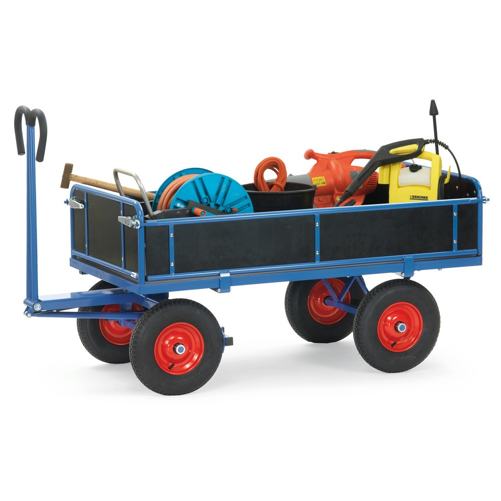 Número de imagen del producto 2: carro con plataforma de mano fetra® con 3 paredes plegables, área de carga 1.000 x 2.000 mm, capacidad de carga 1.250 kg, neumáticos de aire