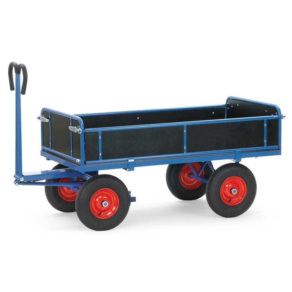 Número de imagen del producto 1: carro con plataforma de mano fetra® con 3 paredes plegables, área de carga 1.000 x 2.000 mm, capacidad de carga 1.250 kg, neumáticos de aire