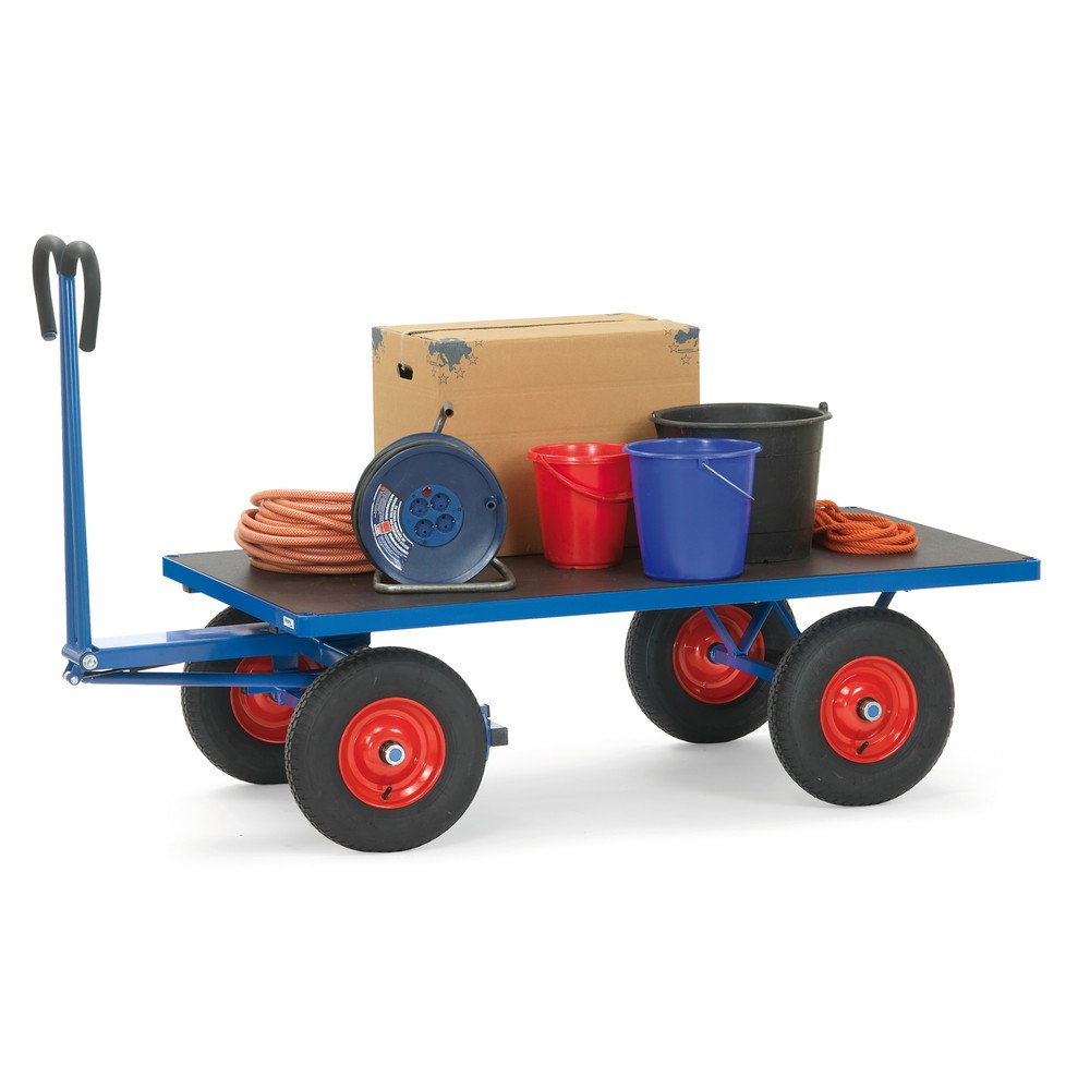 Número de imagen del producto 2: carro con plataforma manual fetra® sin paredes, área de carga An x F 900 x 1.600 mm, capacidad de carga 1.000 kg, neumáticos de aire