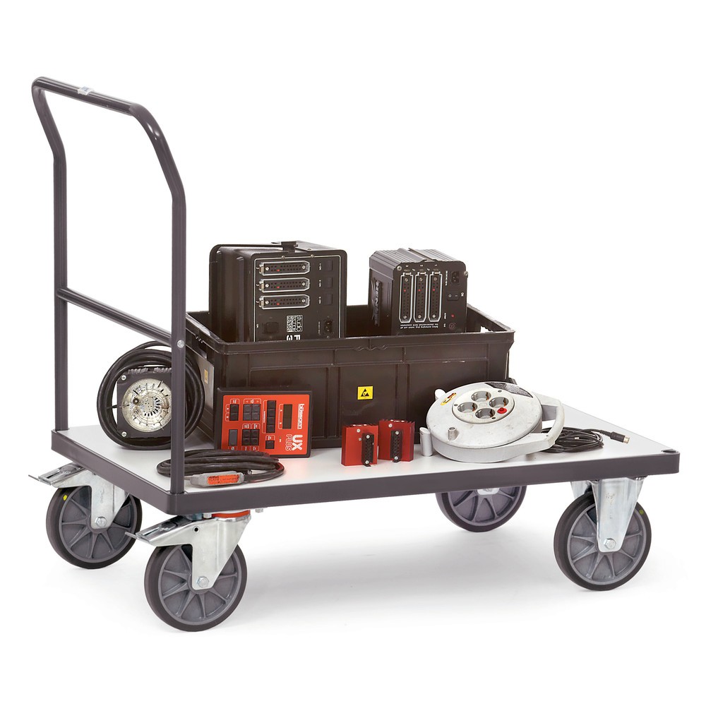 Número de imagen del producto 2: fetra® carro con plataforma ESD, con área de carga de madera An x F 700 x 1.000 mm, capacidad de carga 600 kg