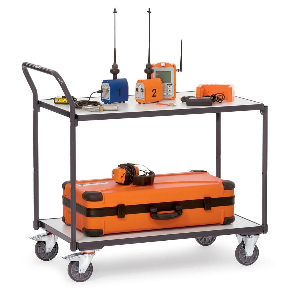 Número de imagen del producto 3: fetra® ESD carro|plataforma de mesa, capacidad de carga 300 kg, 2 áreas de carga de 500 x 850 mm