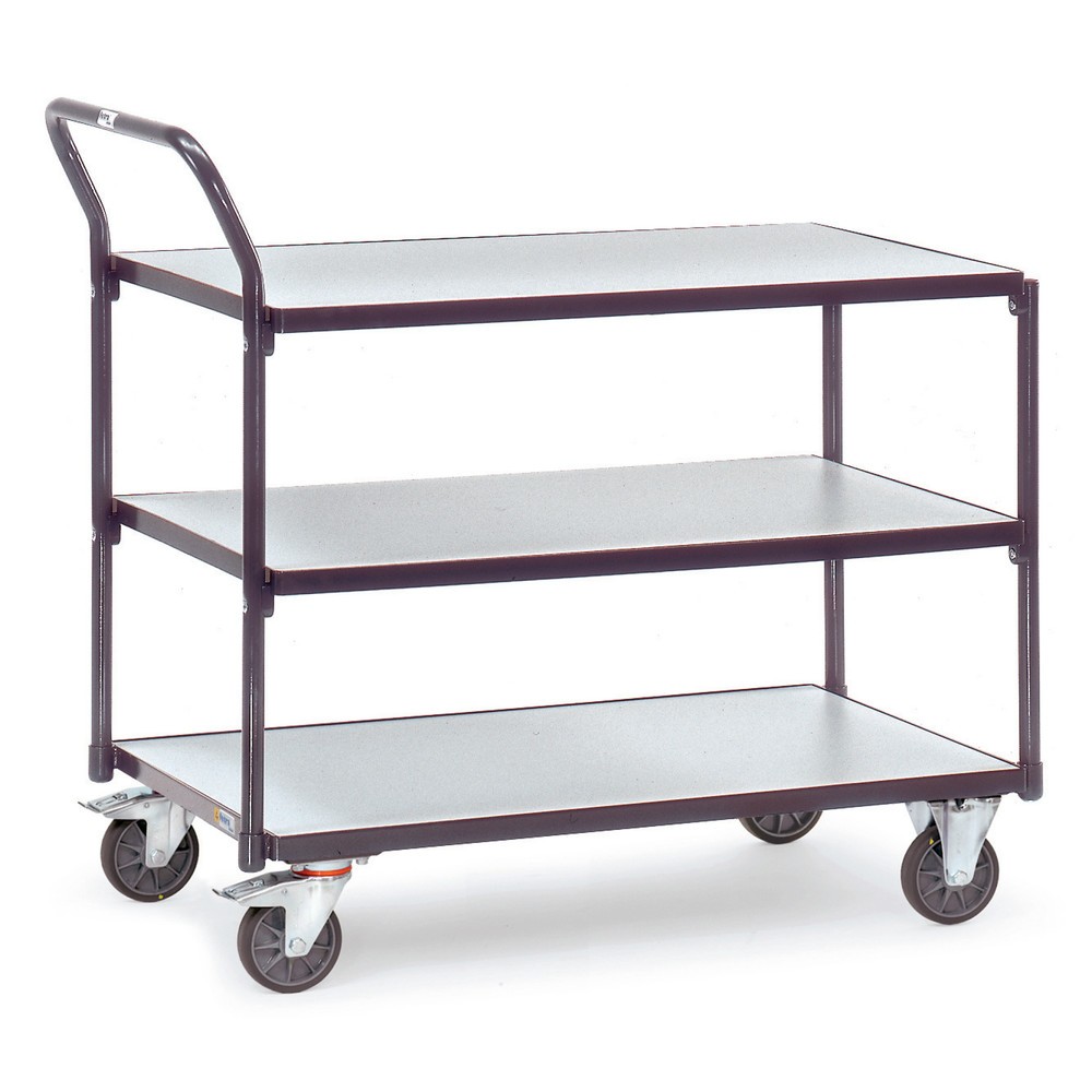 Imagen del producto: fetra® ESD carro|plataforma de mesa, capacidad de carga 300 kg, 3 áreas de carga de 600 x 1.000 mm