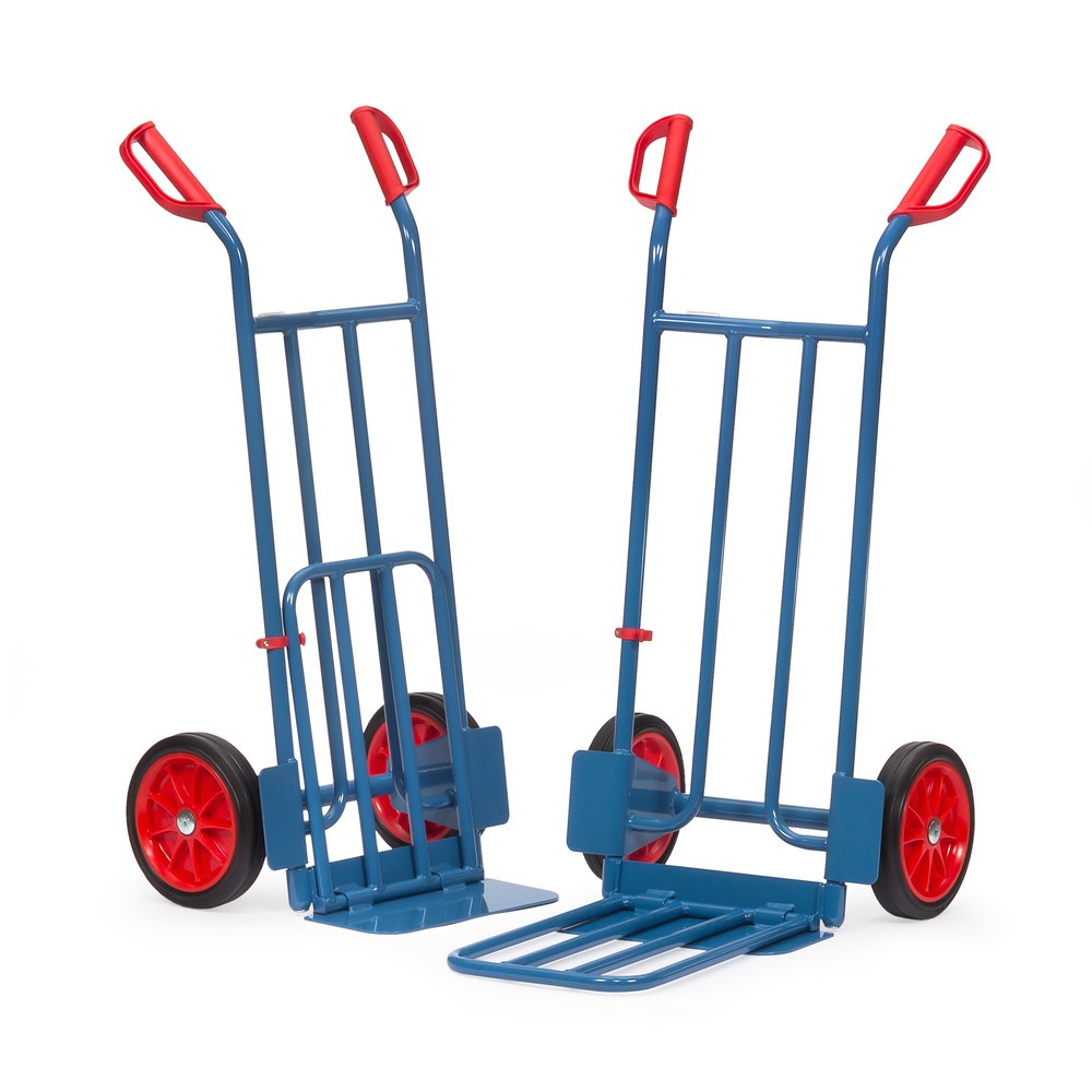 Número de imagen del producto 2: fetra® carro|plataforma para paquetes, con pala plegable, capacidad de carga 250 kg, pala 400 An x F 150 mm, bandajes de goma maciza