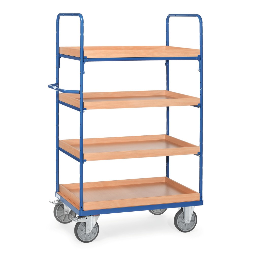 Imagen del producto: carros con estantes fetra® con cajas de almacenamiento, 4 niveles de 1.200 x 800 mm, altura de construcción 1.800 mm