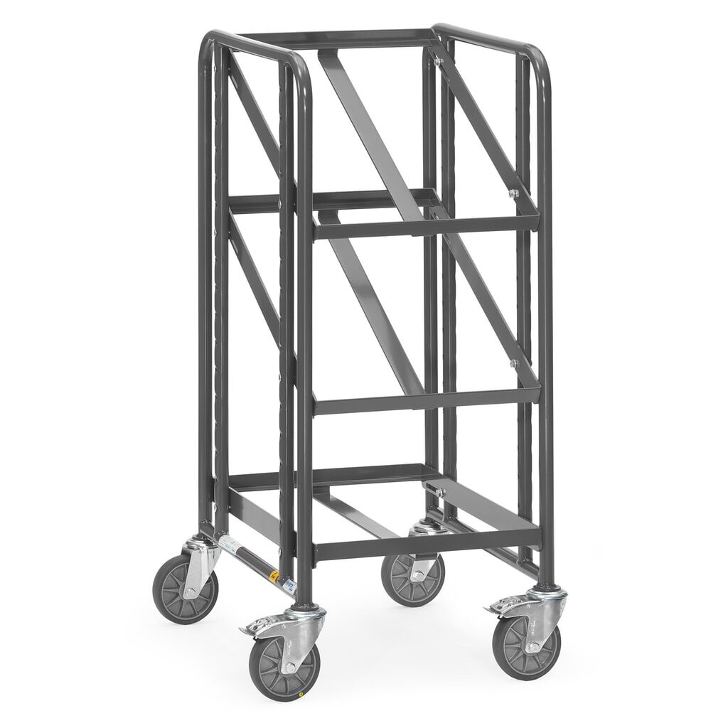 fetra® ESD Eurobox carro|plataforma de suelo, capacidad de carga 250 kg, 3 áreas de carga de 410 x 610 mm, sin estantes Imagen del producto: fetra® ESD Eurobox carro|plataforma de suelo, capacidad de carga 250 kg, 3 áreas de carga de 410 x 610 mm, sin estantes