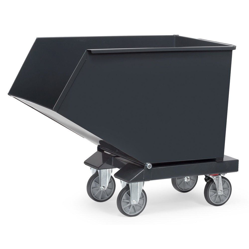 Imagen del producto: fetra® volquete to de inclinación con ruedas, 0,45 m³, gris antracita