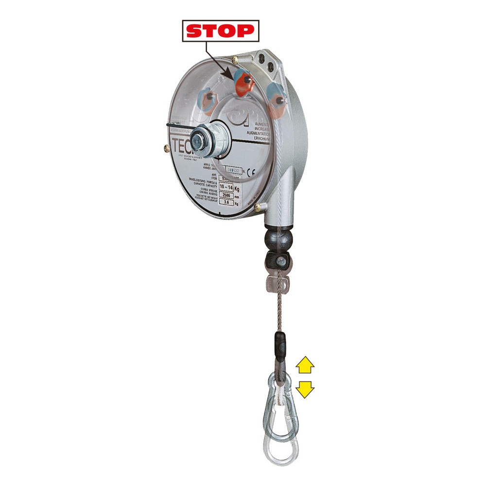 Imagen del producto: fiador de muelle, con cerradura, carcasa de aluminio, extractor de cables 2,5 m, capacidad de carga 2-4 kg