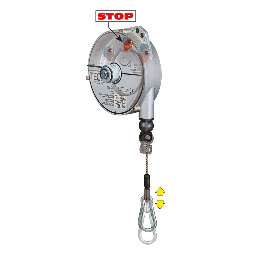 Imagen del producto: fiador de muelle, con cerradura, carcasa de aluminio, extractor de cables 2,5 m, capacidad de carga 2-4 kg