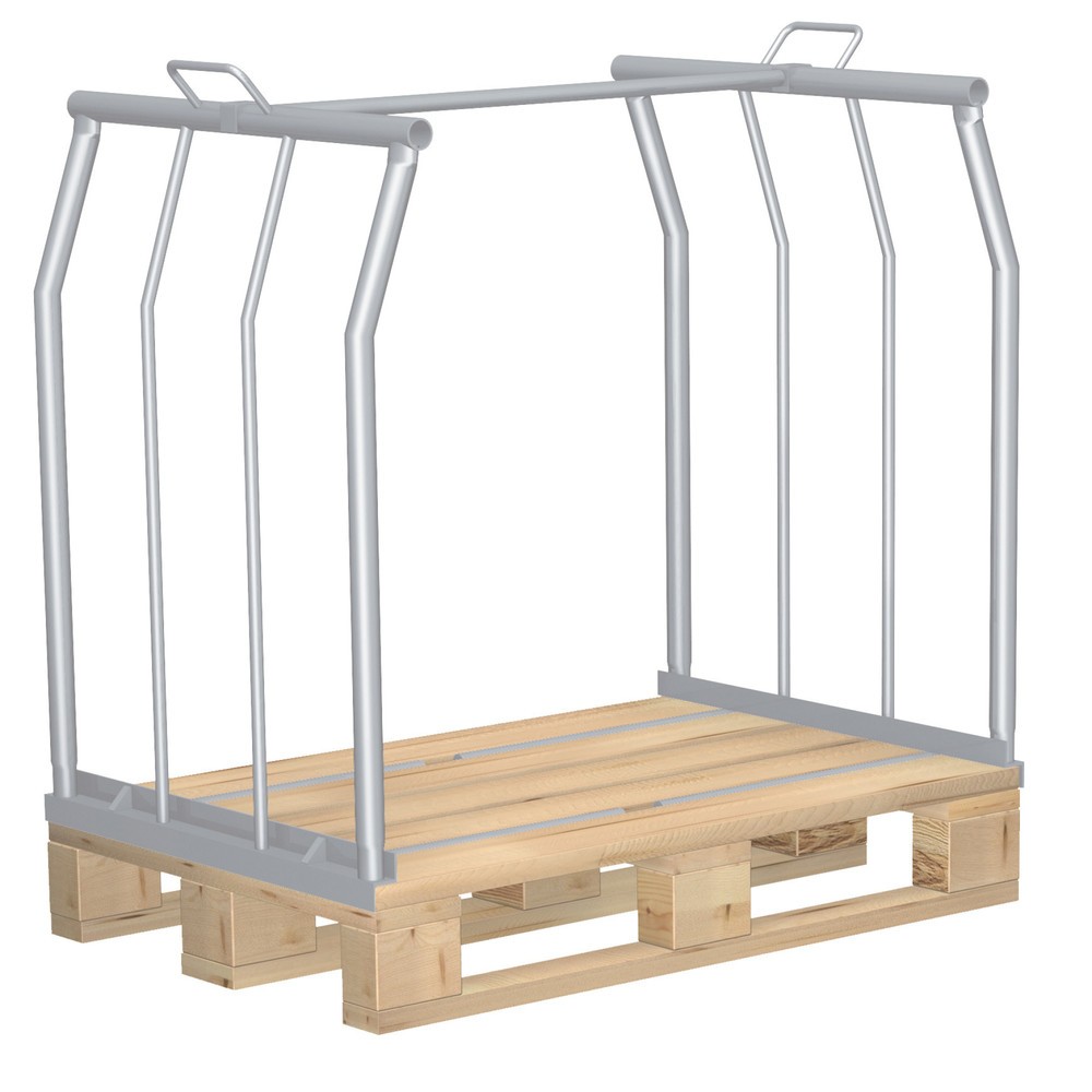 Imagen del producto: fijación para palés CORDES, lados largos abiertos, palet industrial, galvanizado, altura de construcción 1.200 mm